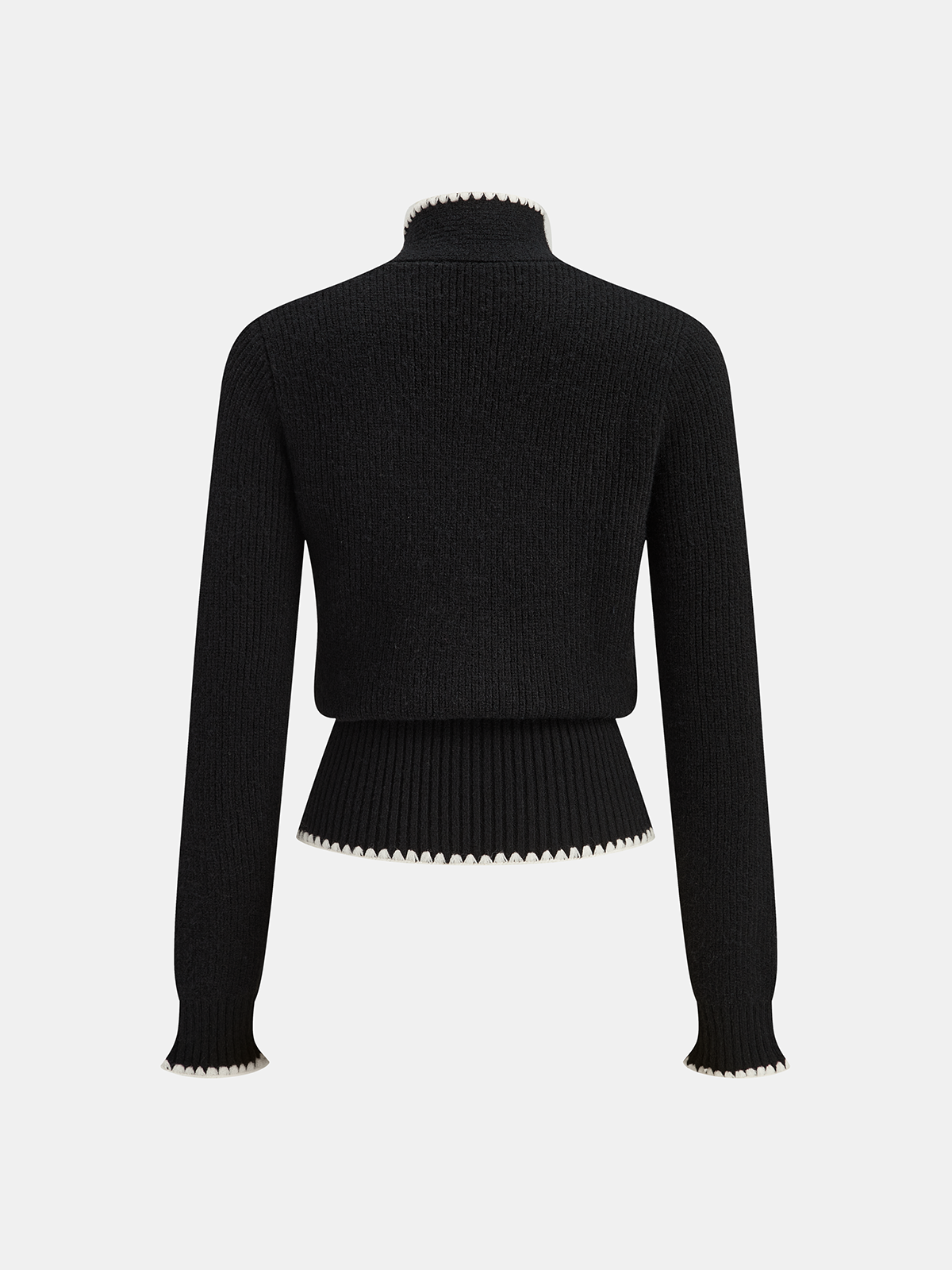 Mock Neck Tie Neck Contrast Stitch Sweater for Women Cozy Winter Fashion