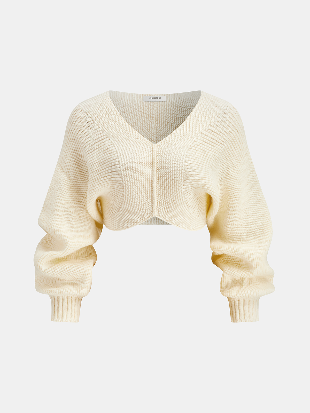 V-Neck Long-Sleeve Cropped Sweater for Women, Casual Fall Knitwear