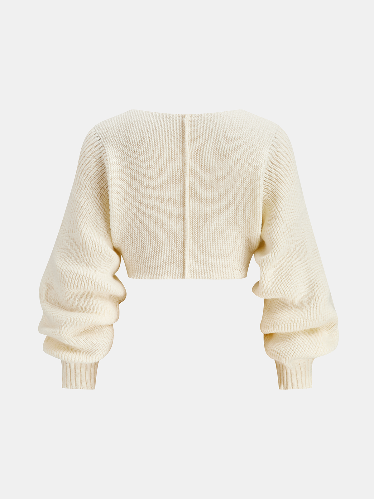 V-Neck Long-Sleeve Cropped Sweater for Women, Casual Fall Knitwear