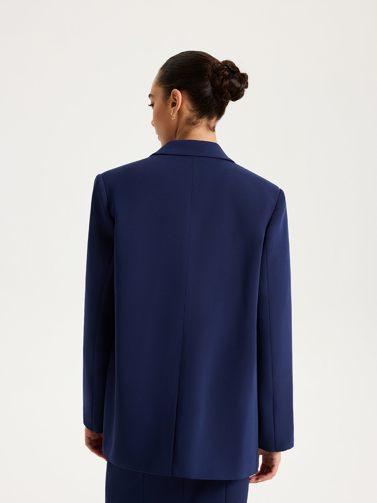 Metal Double-Breasted Oversized Blazer for Women, Trendy Tailored Fit