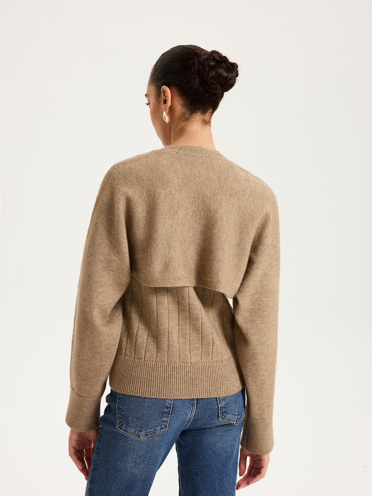 V-Neck Vest and Cardigan Knitted Two-Piece Set, Cozy Women's Winter Apparel