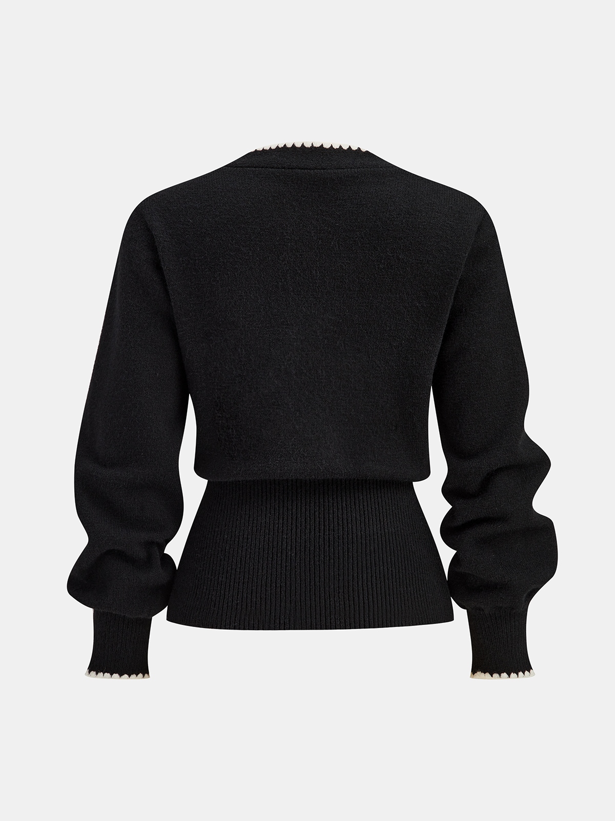 Buttoned Contrast Fringe Split Sweater with Stylish Modern Design