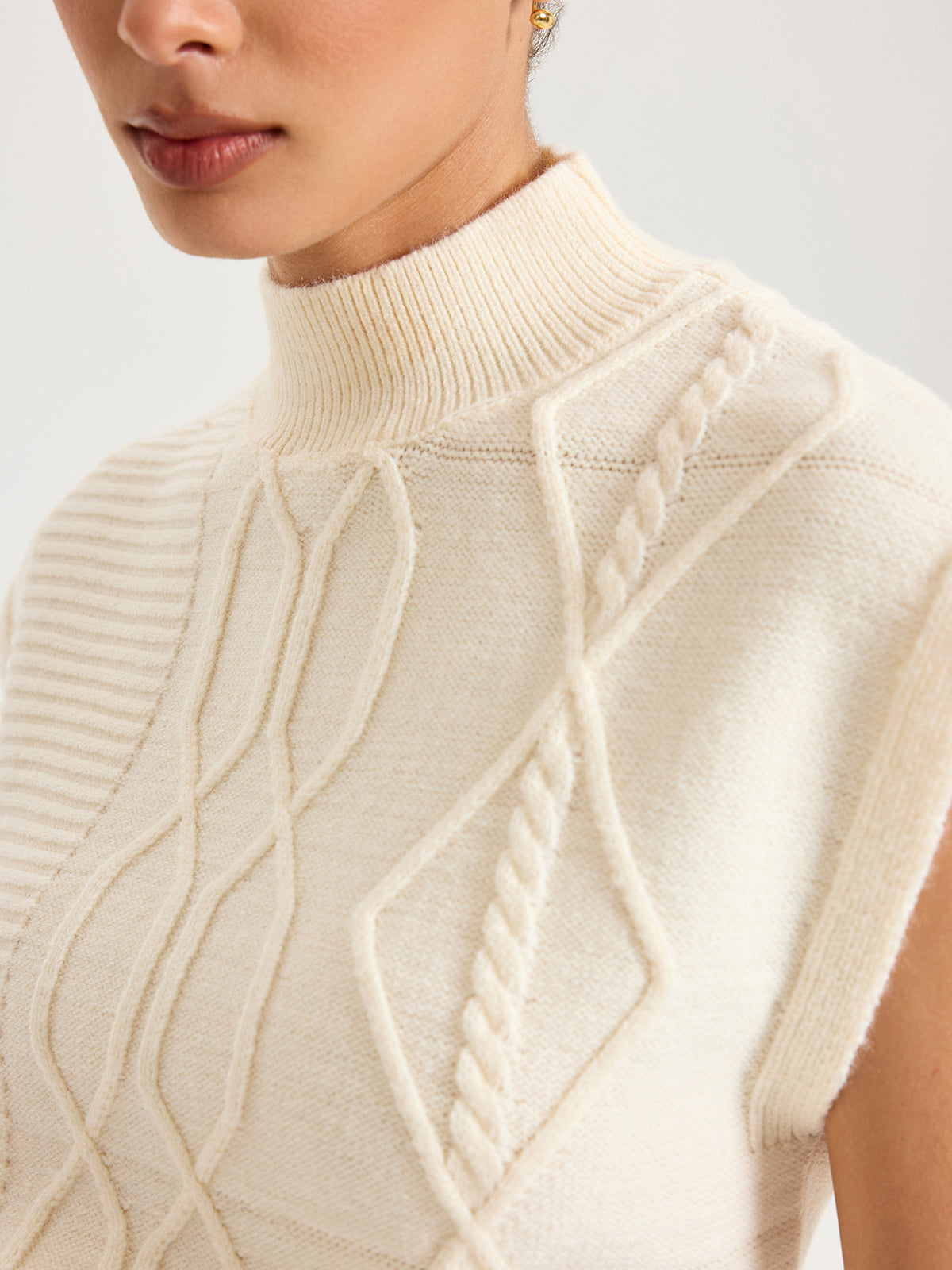 Mock Neck Cap Sleeve Sweater Vest for Women Casual Layering