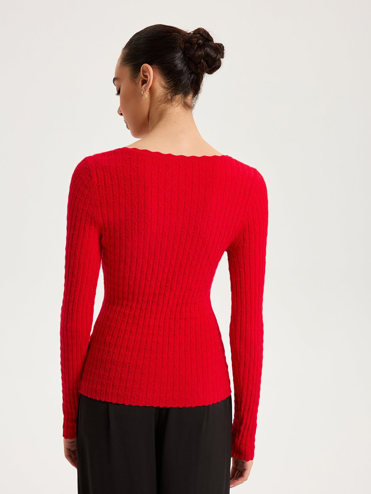 Wool-Blend Cable-Knit Metal Button Cozy Women's Cardigan Sweater