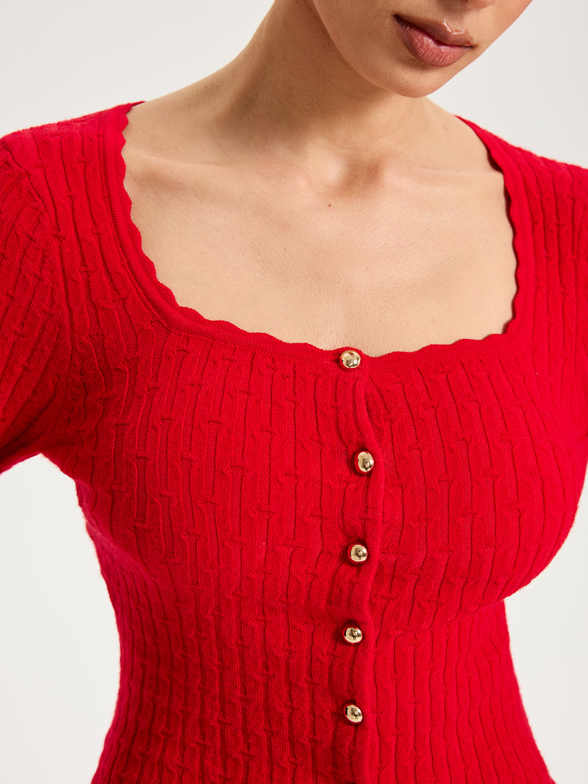 Wool-Blend Cable-Knit Metal Button Cozy Women's Cardigan Sweater