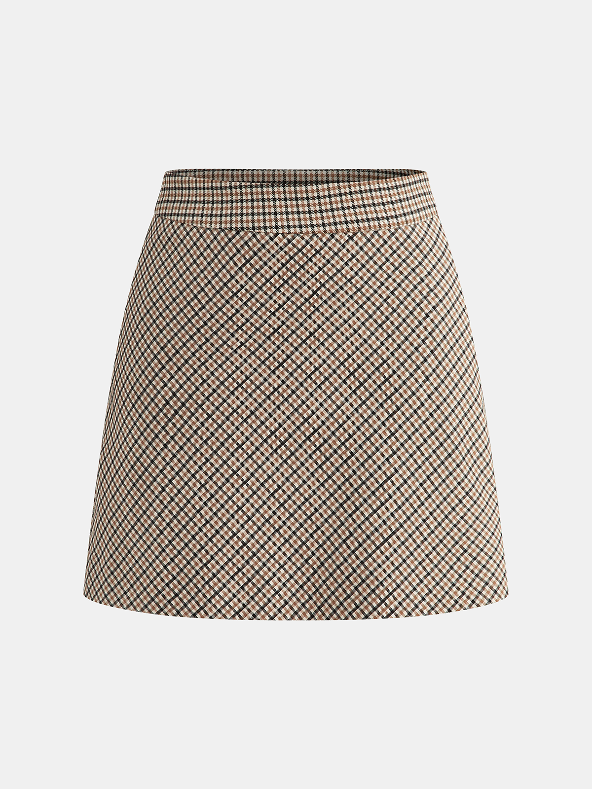 Checked Mini Skirt with High Waistband Design
