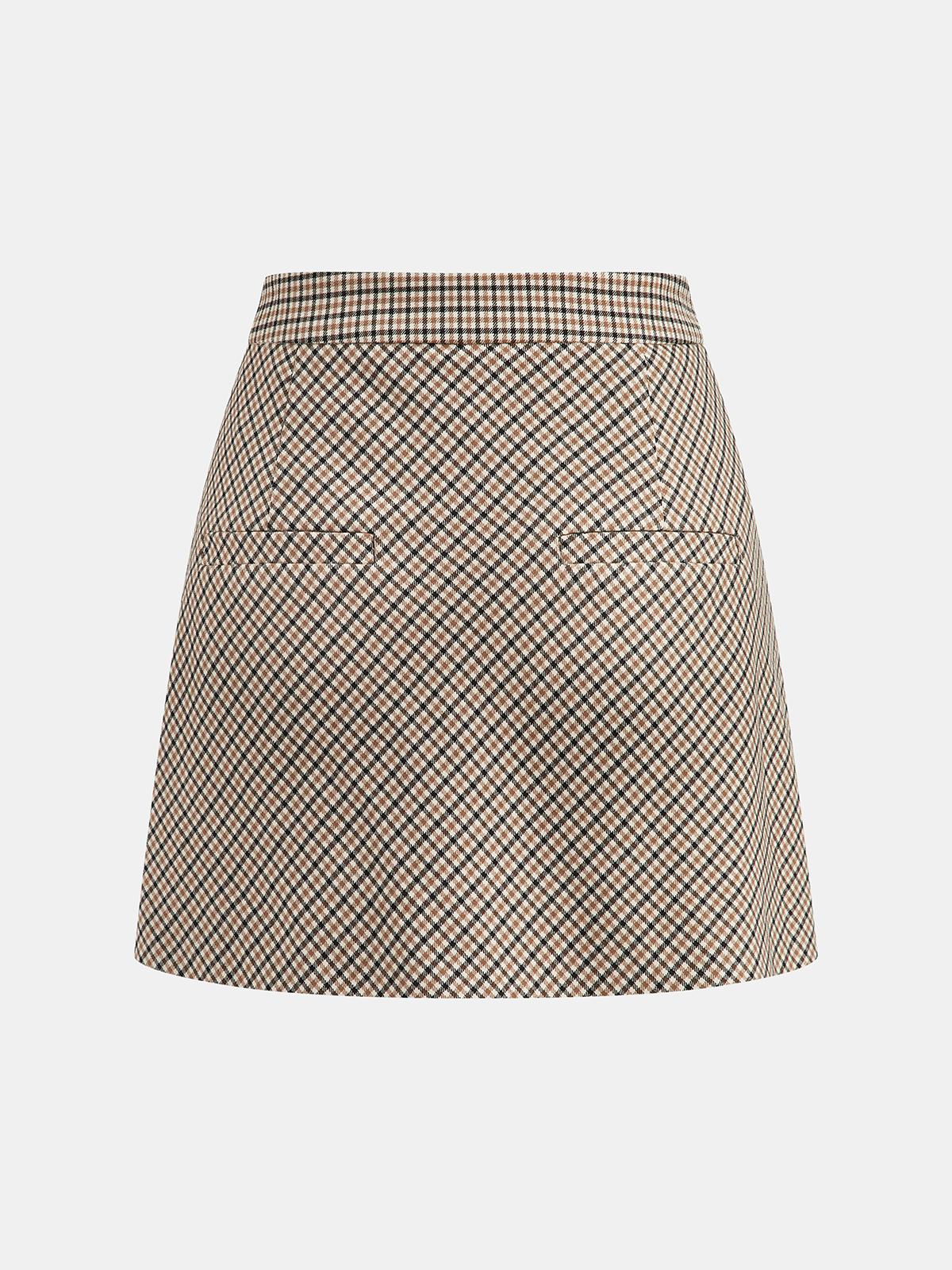 Checked Mini Skirt with High Waistband Design