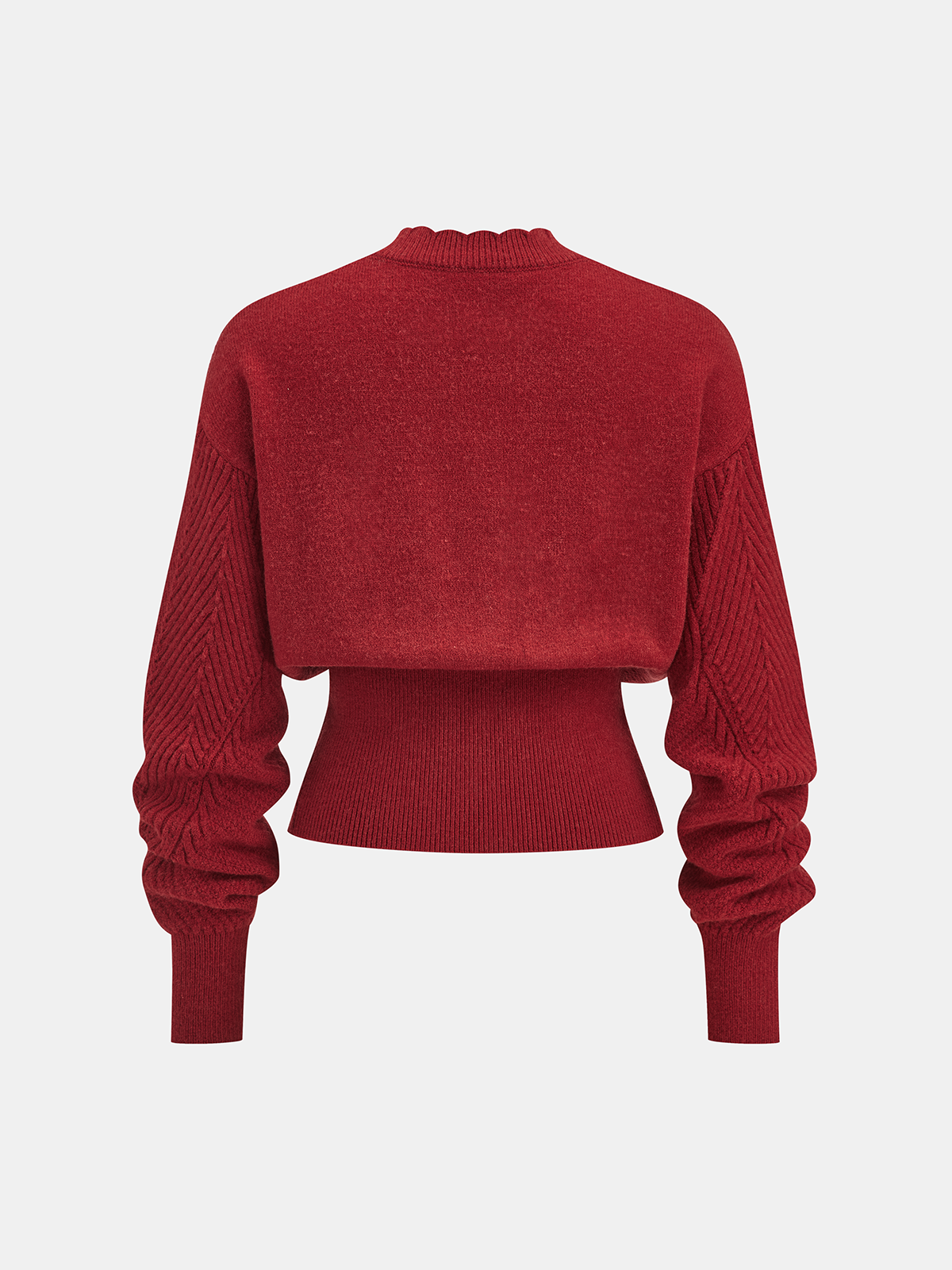 Scalloped Edge Ribbed V-Neck Buttoned Cardigan Women's Lightweight Sweater