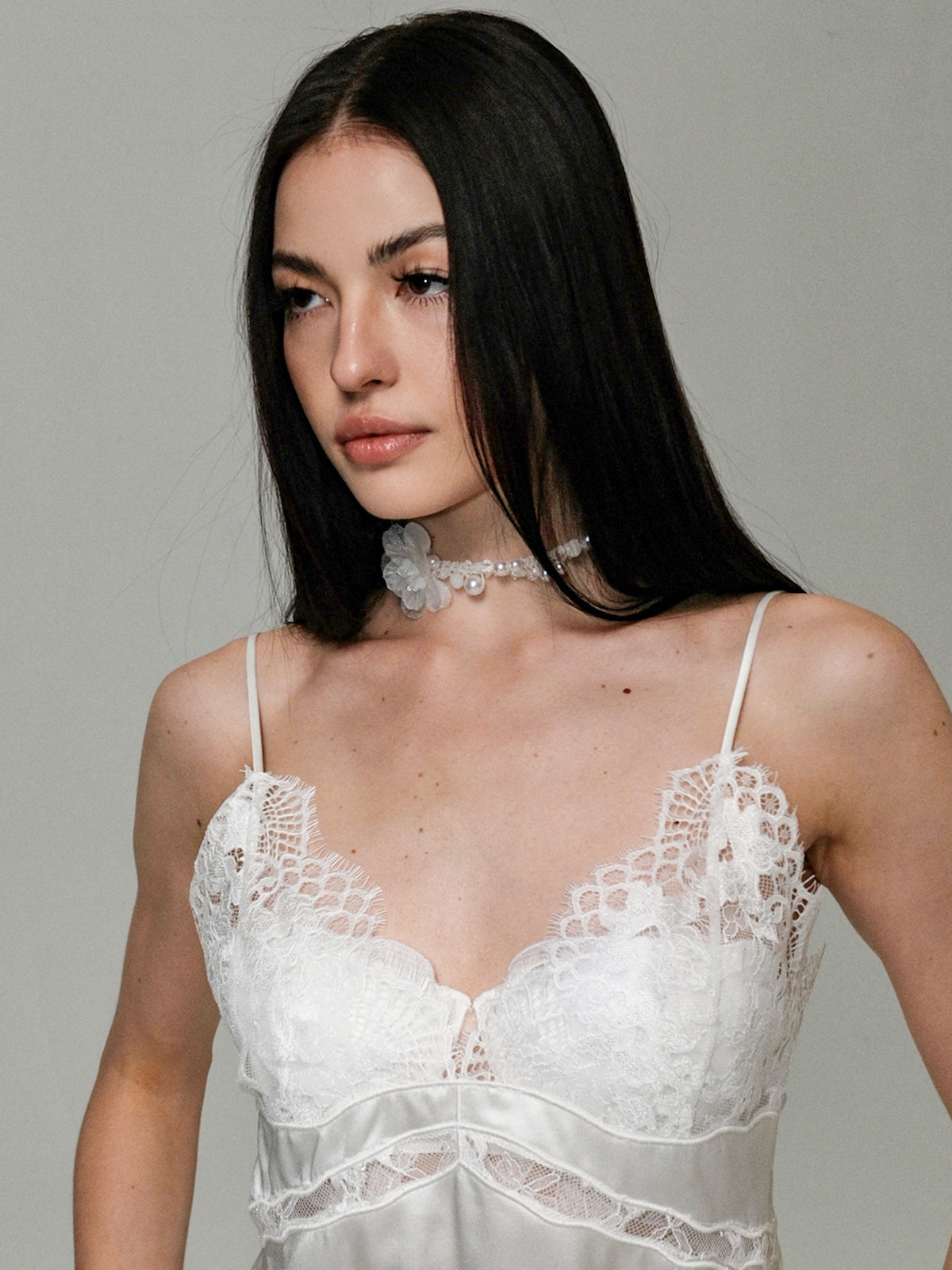 Lace Detail Satin Cami Top with Adjustable Straps