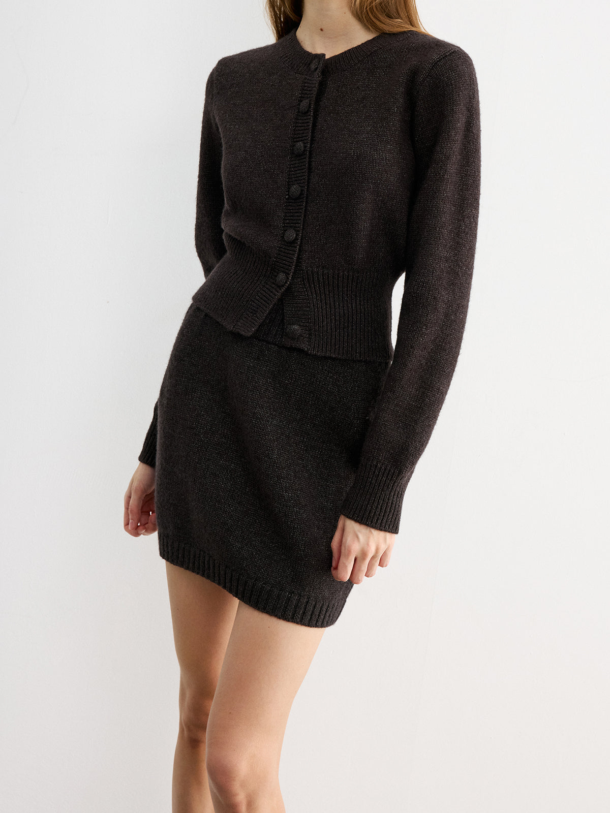 Slim-Fit Knit Cardigan and Mini Skirt Set for Women Casual Wear
