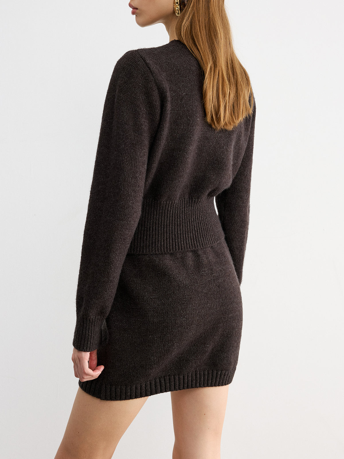 Slim-Fit Knit Cardigan and Mini Skirt Set for Women Casual Wear