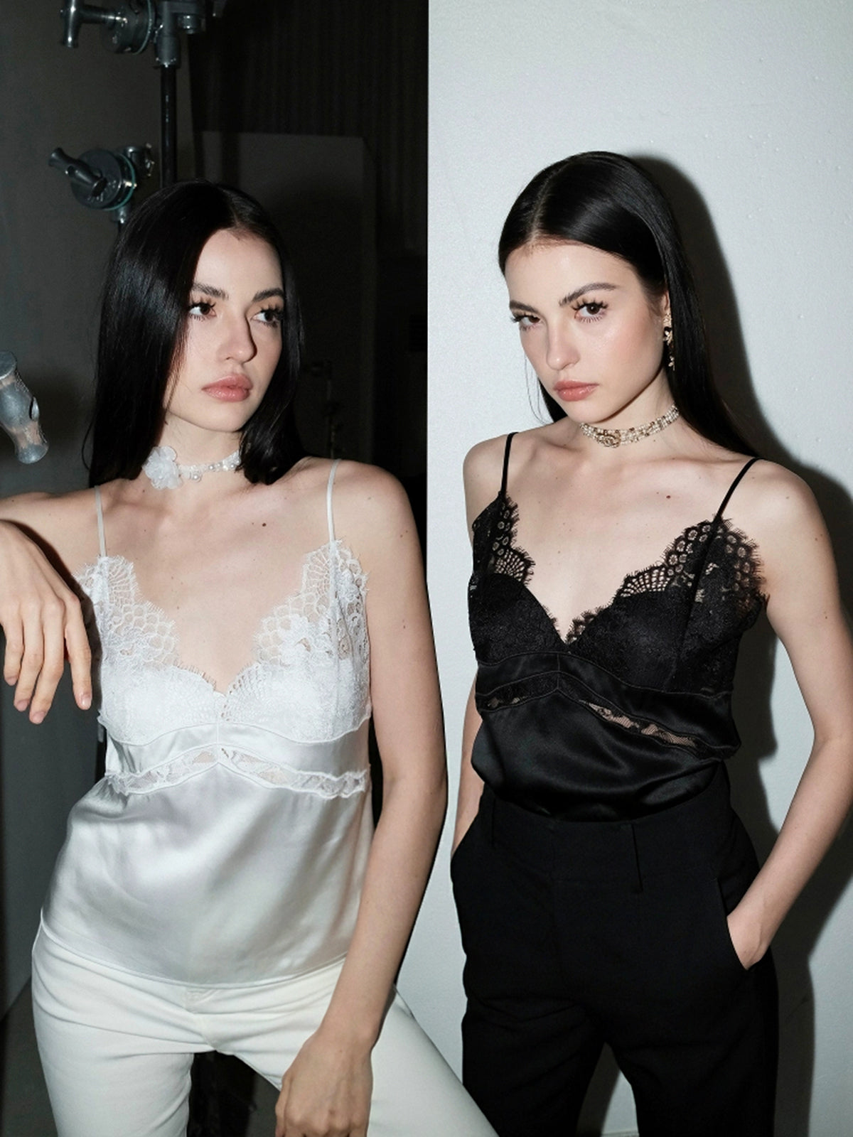 Lace Detail Satin Cami Top with Adjustable Straps