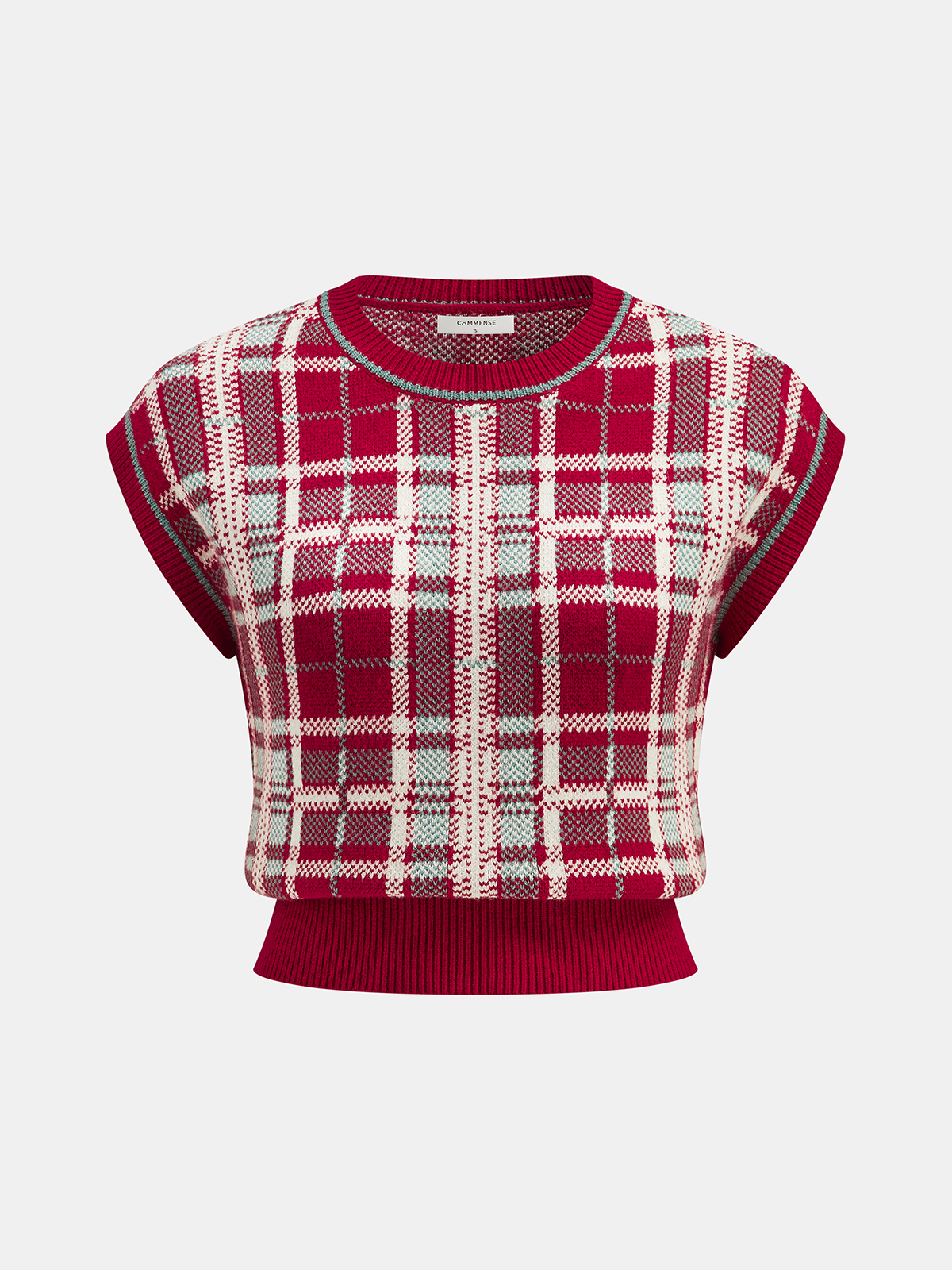 Cap Sleeve Plaid Knit Vest - Women's Casual Layering Piece