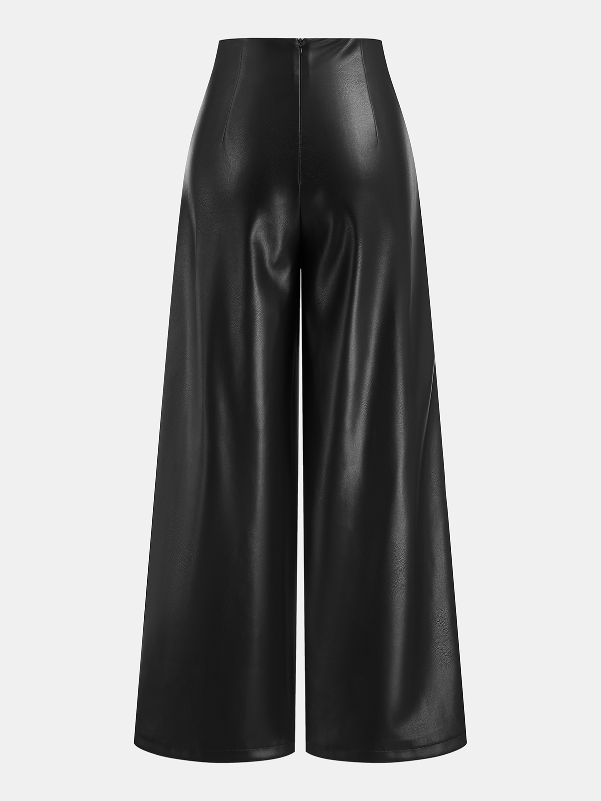 Cross Waistband PU Leather Wide-Leg Pants for Trendy Fashionistas