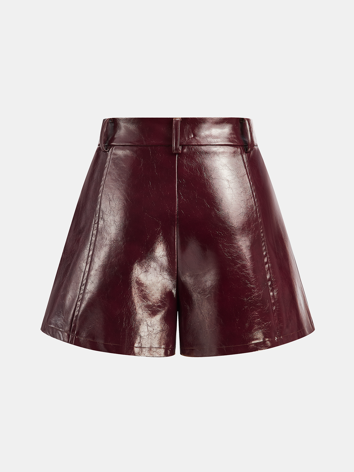 Faux Leather A-Line Shorts High Waist Comfort Fit