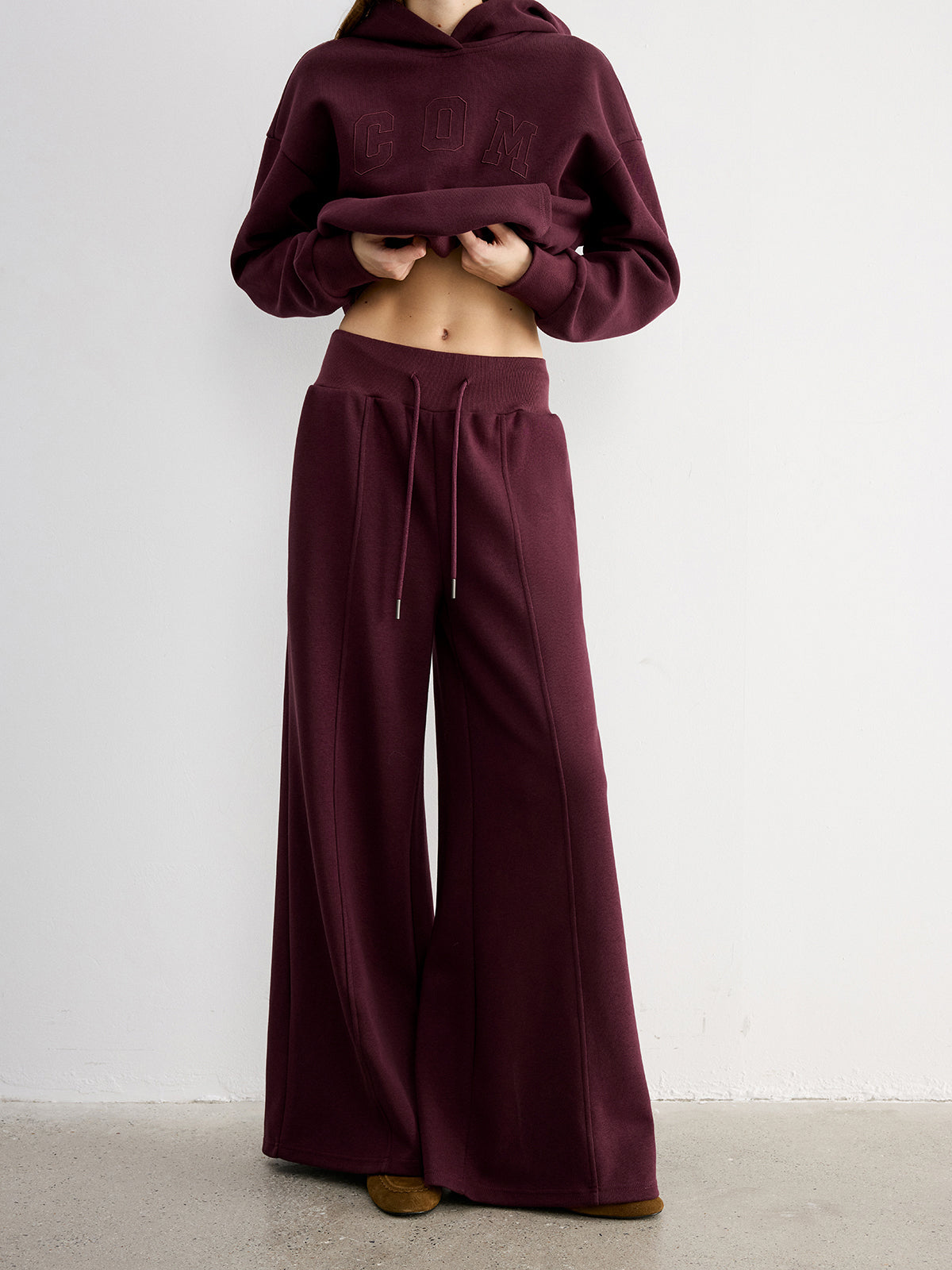 Drawstring Wide-Leg Knit Pants for Comfortable Casual Wear