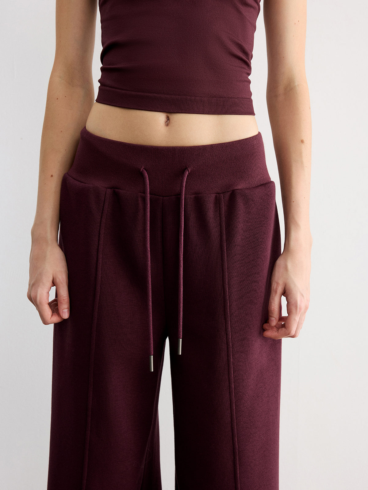 Drawstring Wide-Leg Knit Pants for Comfortable Casual Wear