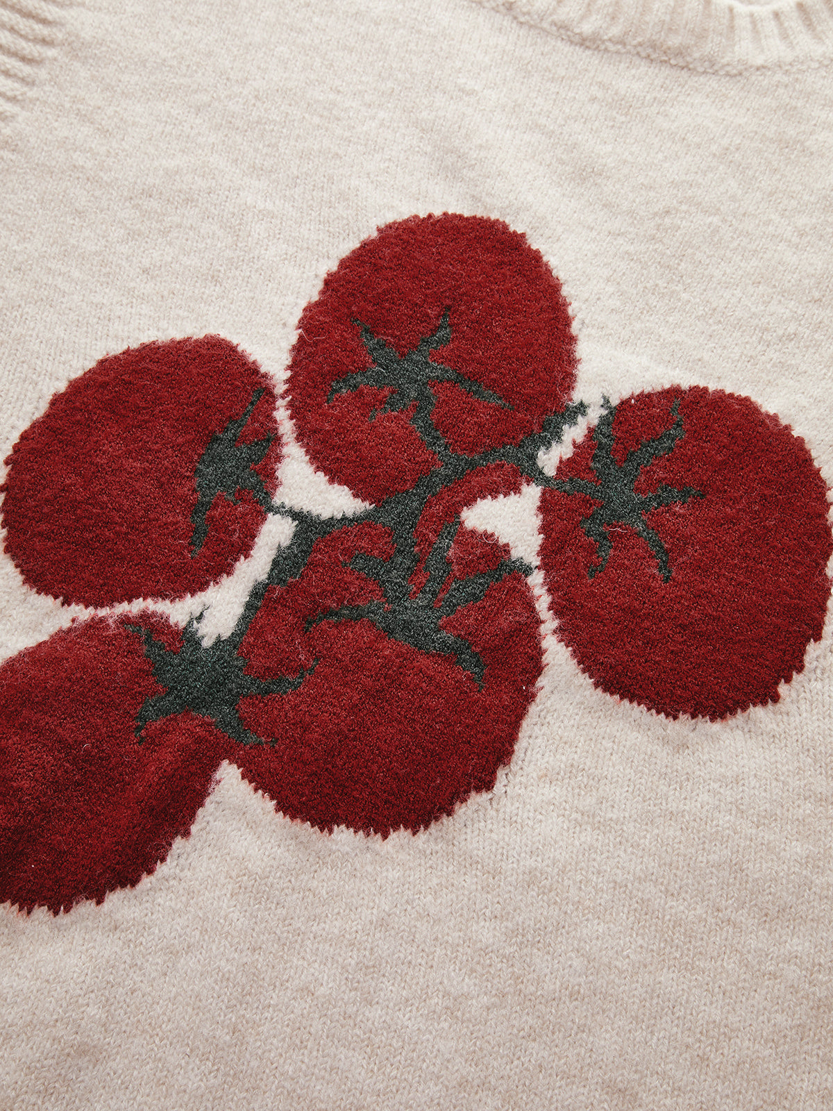 Tomato Patterned Wool Blend Knit Vest for Layering All Seasons