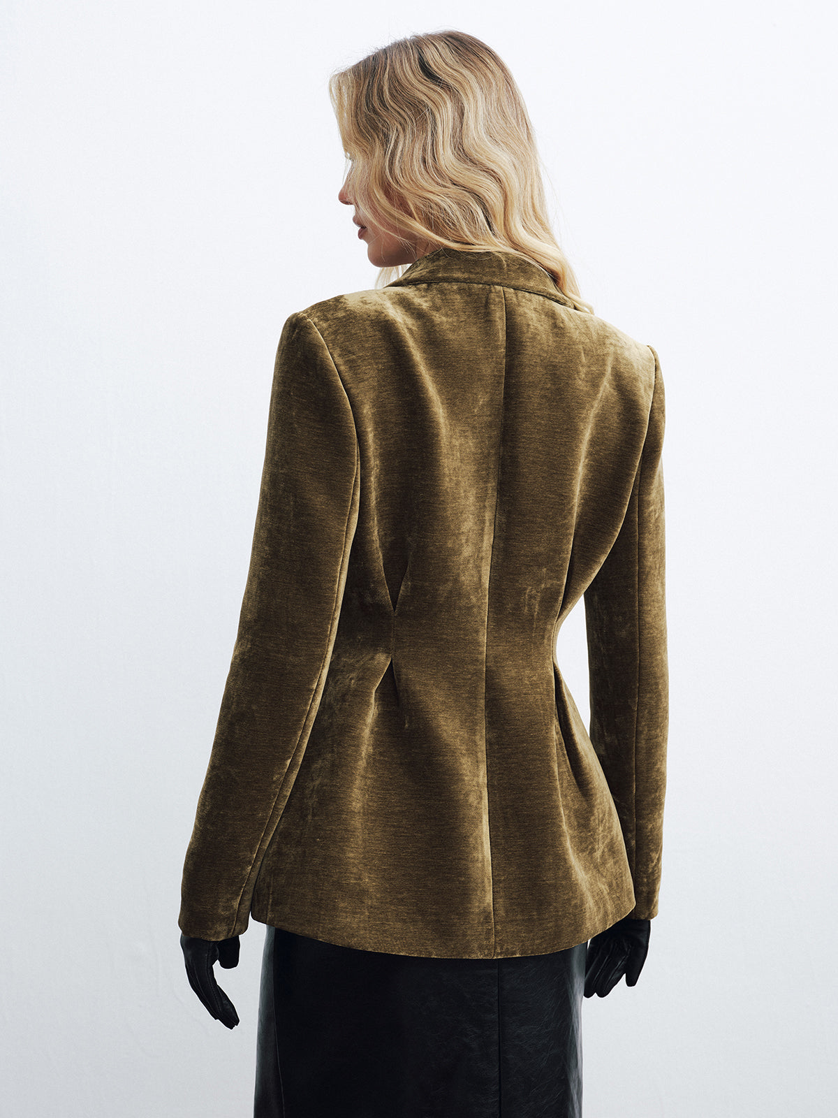 Velvet Single Button Blazer Fashionable Elegant Office Wear
