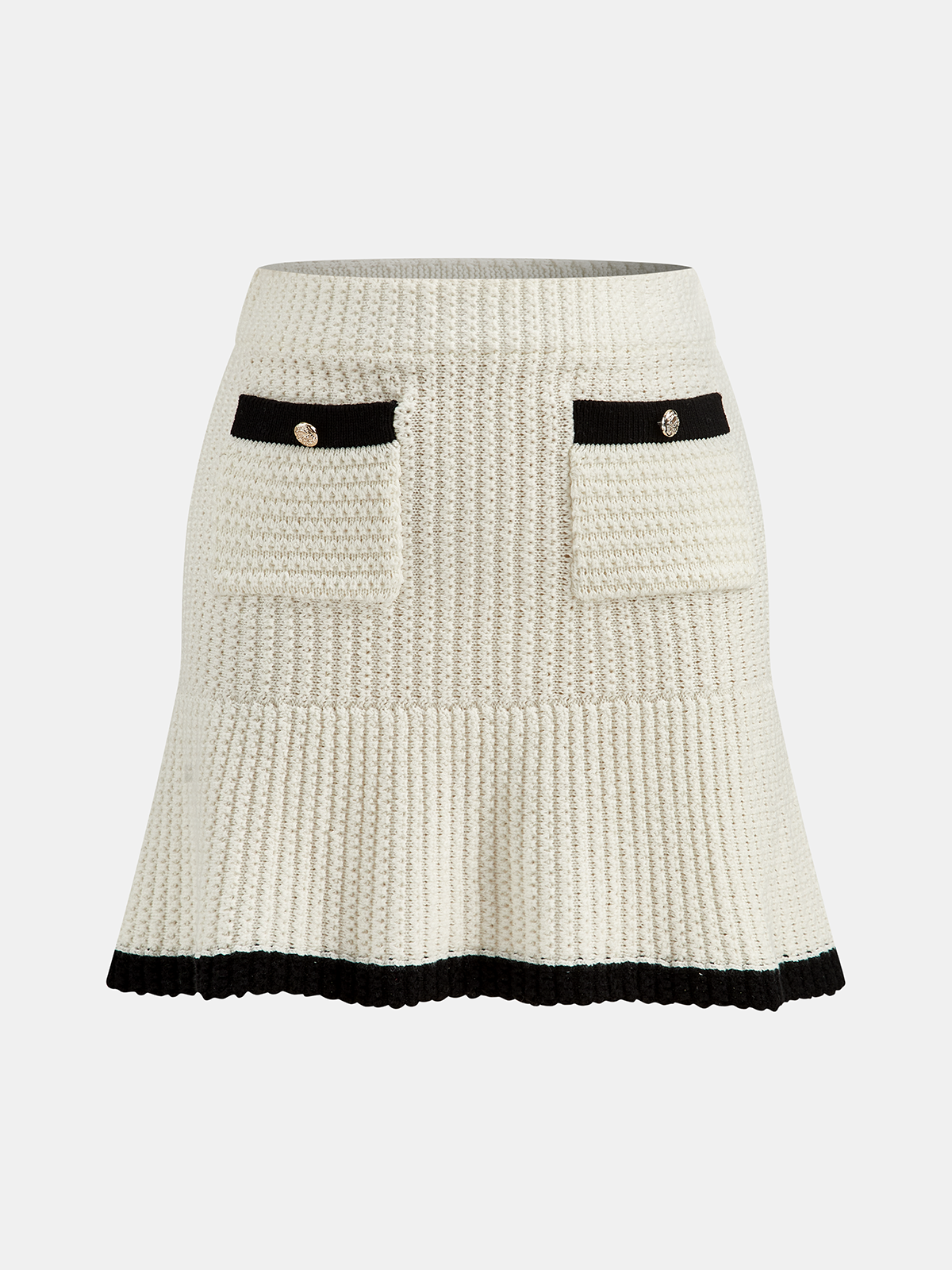 Contrast Trim Knitted Top and Mini Skirt Set Cozy Winter Outfit