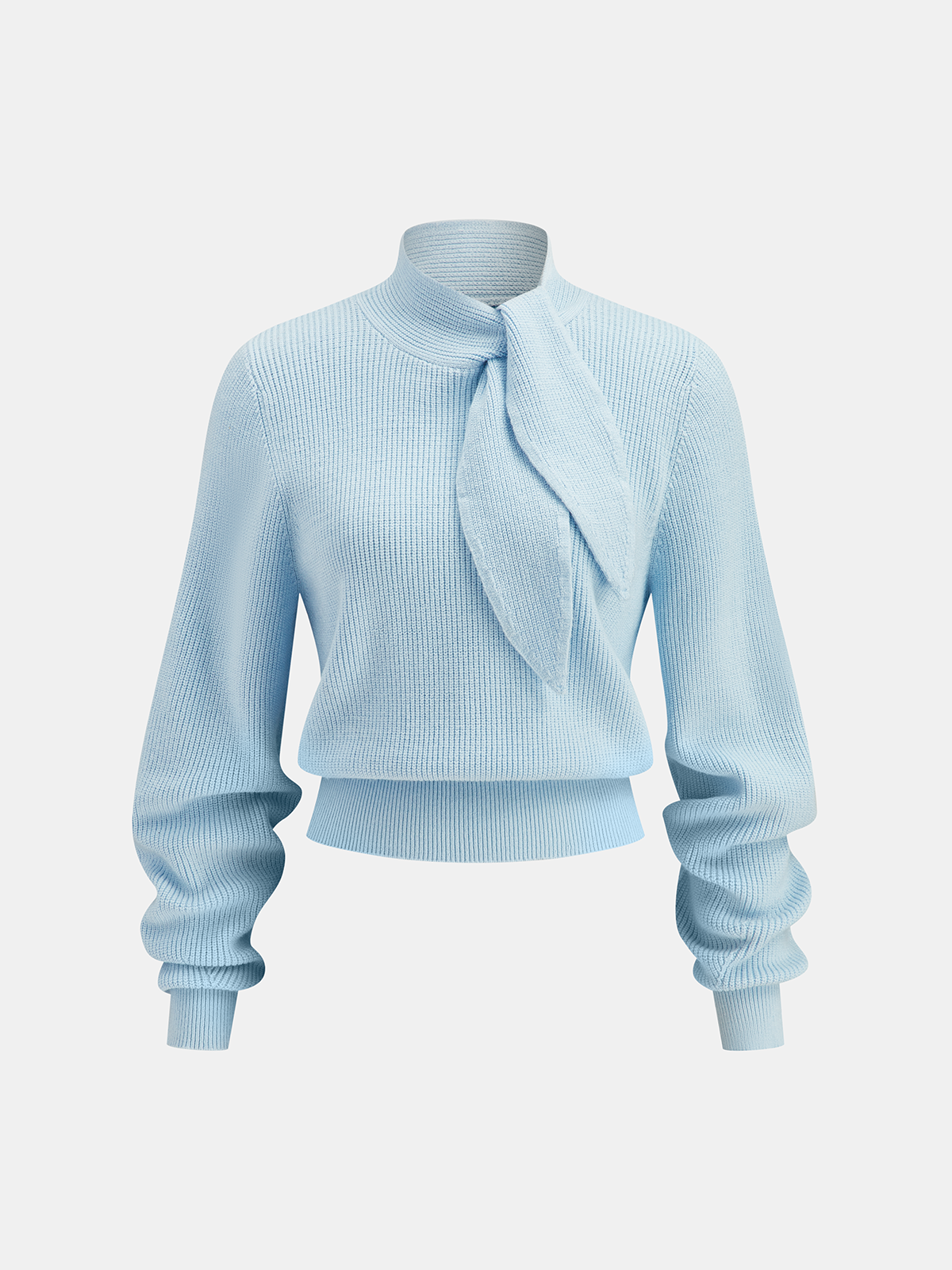 Tie-Neck Cropped Sweater for Women Comfort Fit