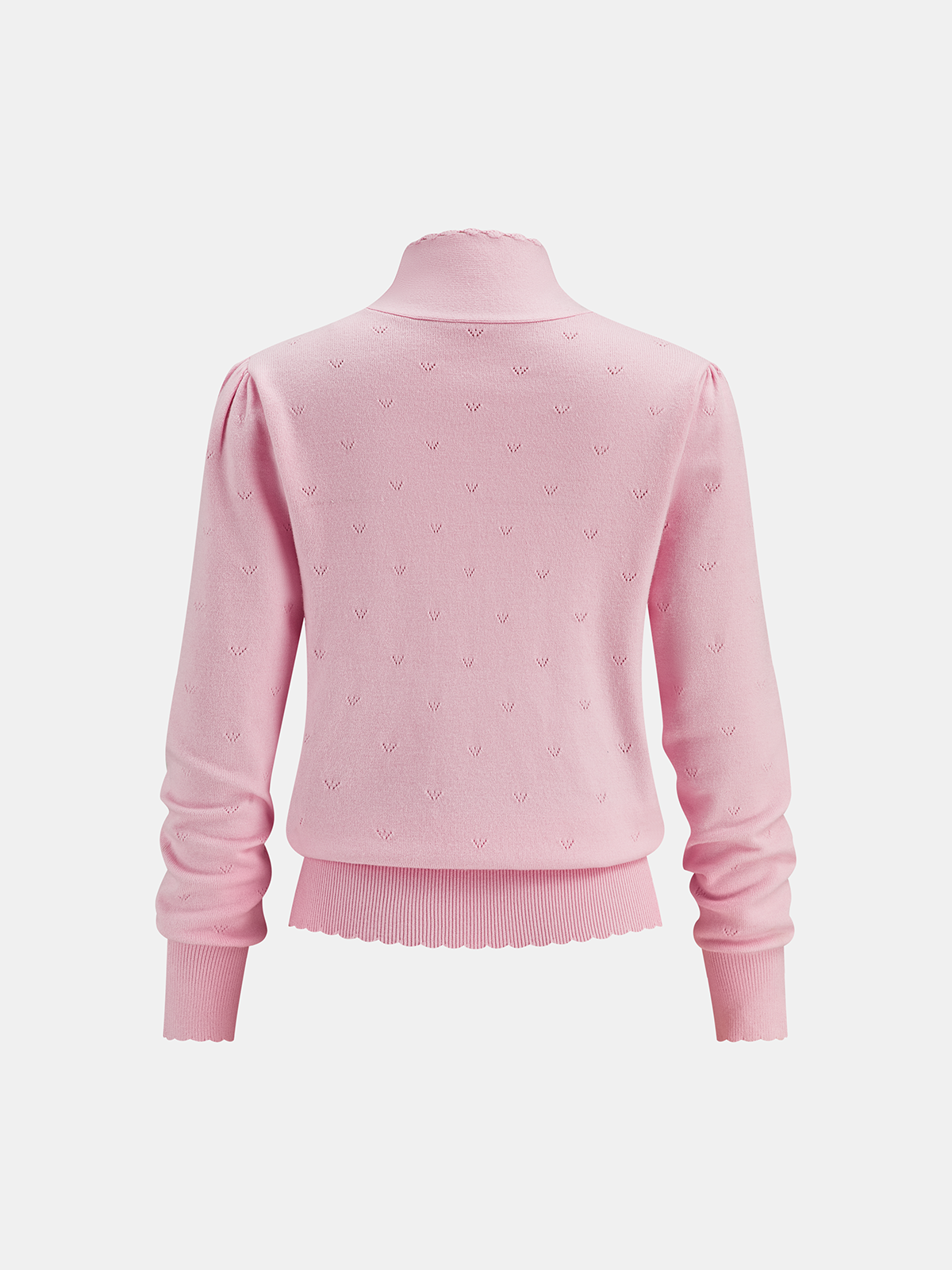 Tie Neck Eyelet Knit Sweater Women's Fashionable Casual Top