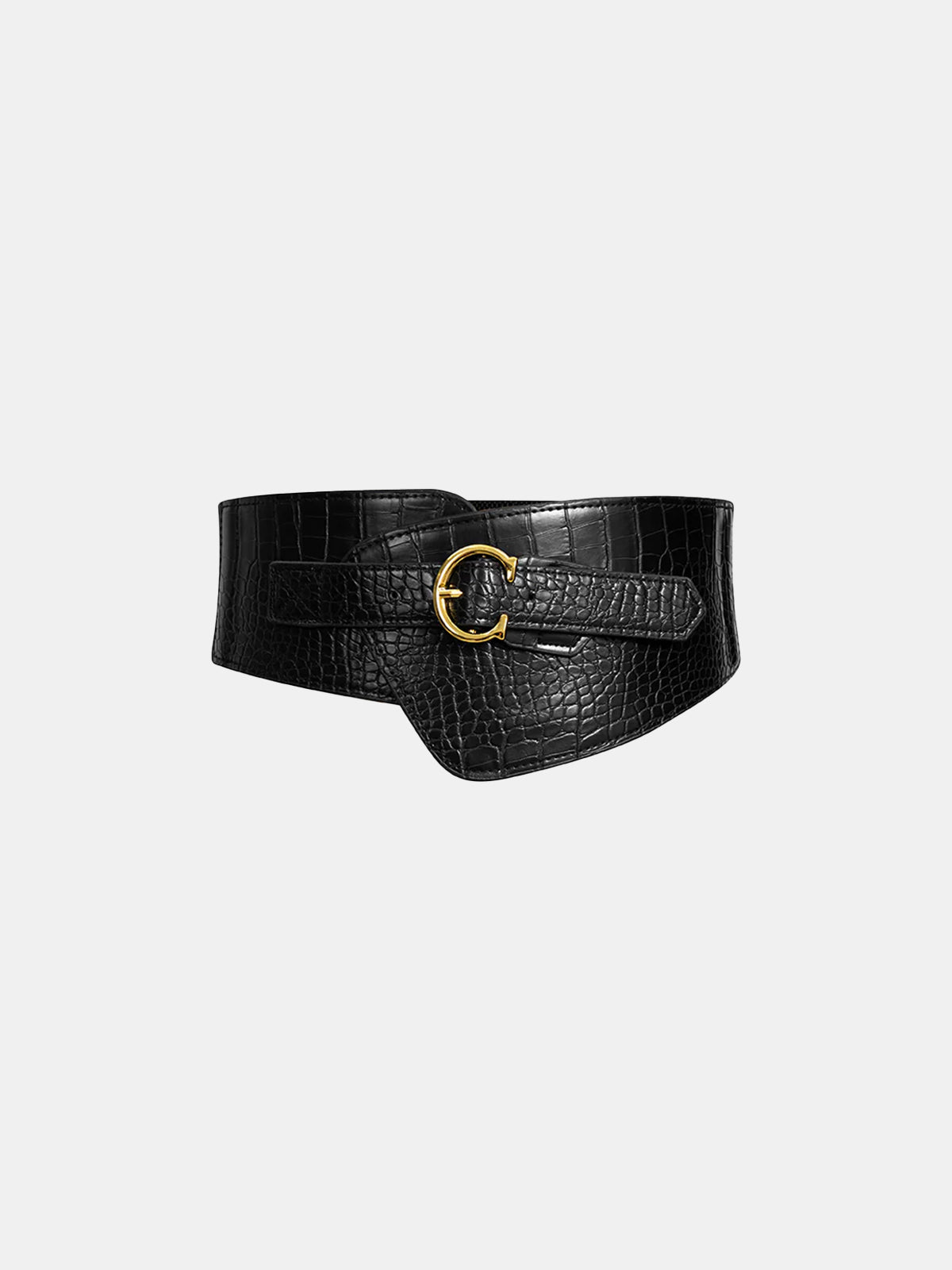 Crocodile Embossed Wide Belt for Fashionable Outfits
