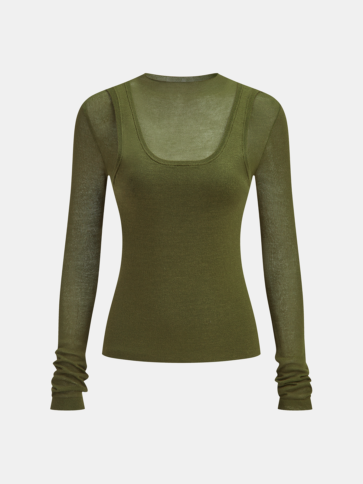 2 in 1 Long Sleeve Knit Top for Women Casual Layered Look