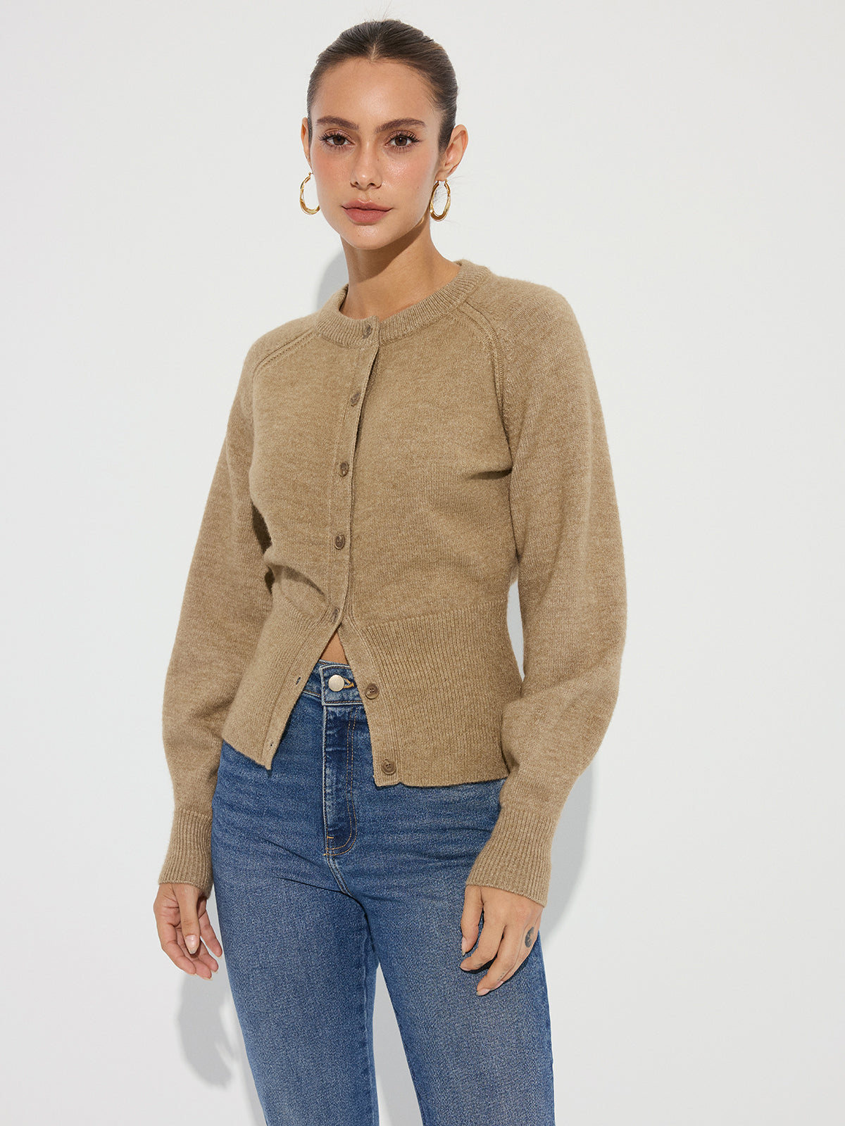 Cinched Waist Knit Cardigan Comfortable Stylish Versatile Layer