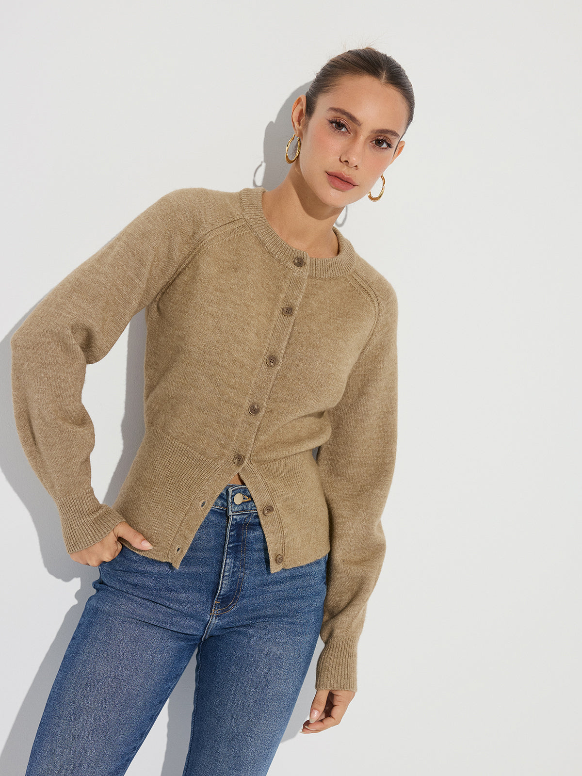 Cinched Waist Knit Cardigan Comfortable Stylish Versatile Layer