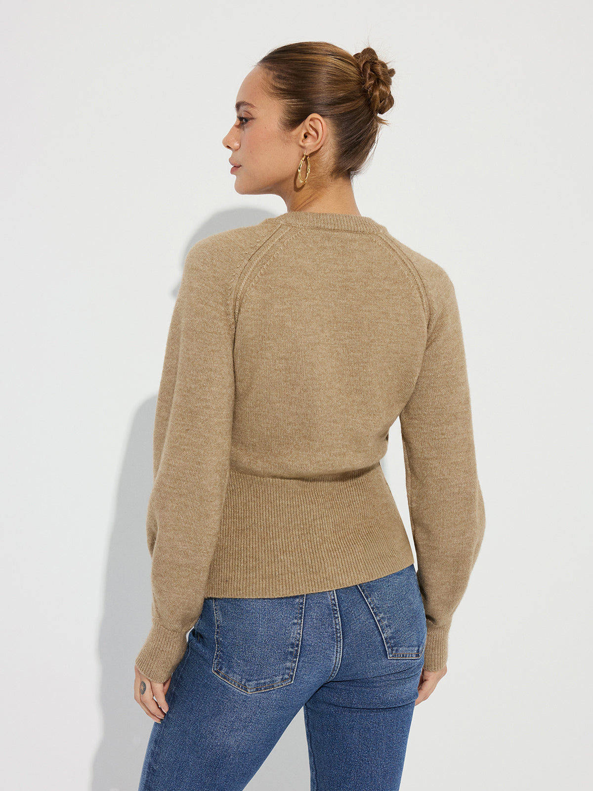 Cinched Waist Knit Cardigan Comfortable Stylish Versatile Layer