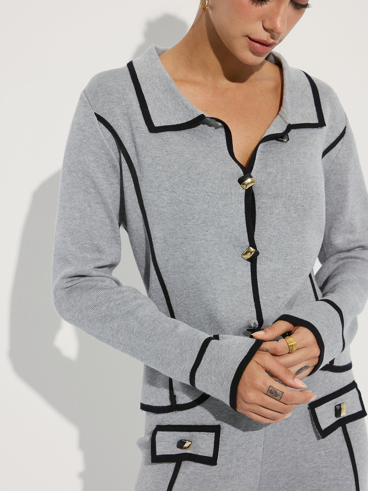 Contrast Piping Cotton Knit Co-ord Set - Women's Casual Loungewear Collection