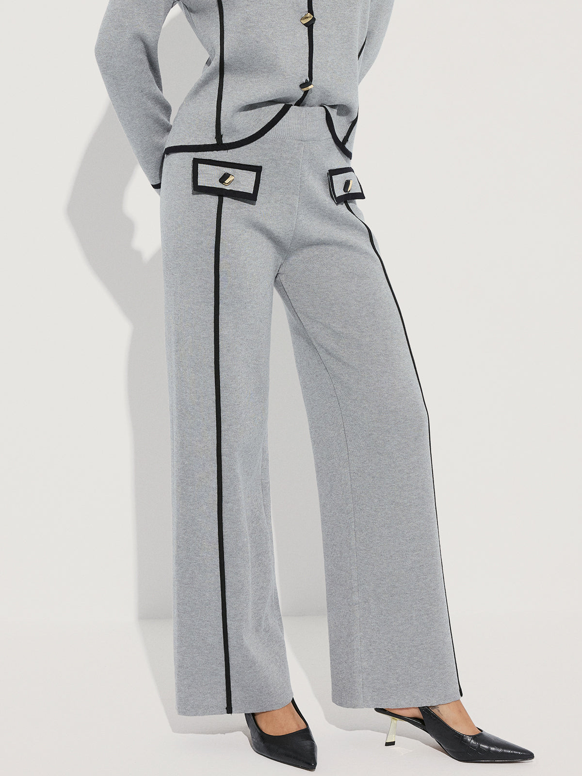 Contrast Piping Cotton Knit Co-ord Set - Women's Casual Loungewear Collection