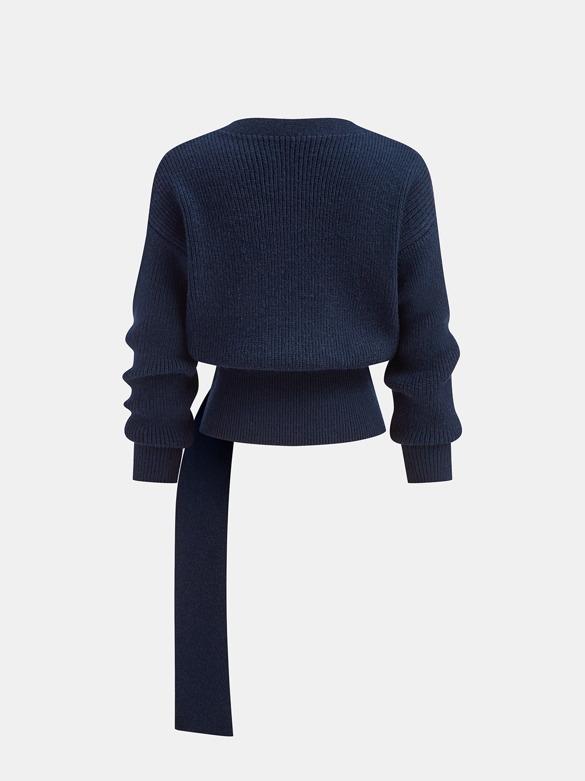 Metal Ring Knit Wrap Cardigan with Tie Waist Detail
