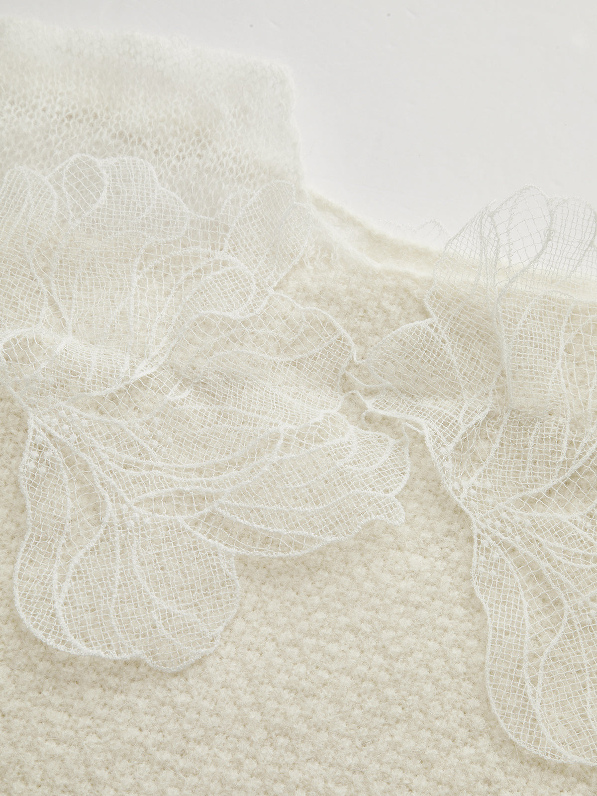 Floral Lace Sweater Semi Sheer Round Neck Sweater Comfortable Lightweight Knitwear