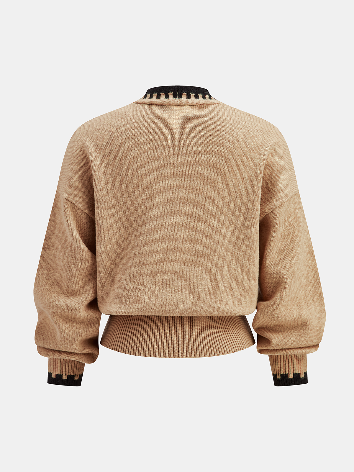 Contrast Stitch V-Neck Knit Sweater for Women Cozy Casual Pullover