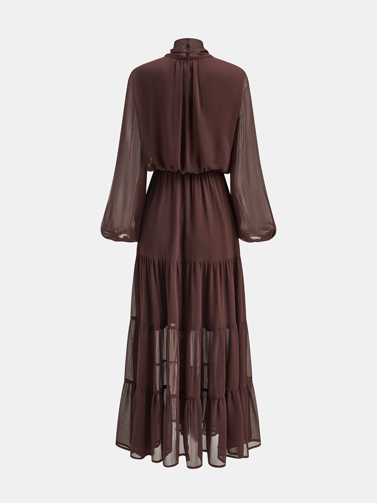 Chiffon Bow Long Sleeve Maxi Dress for Women Elegant Evening Party