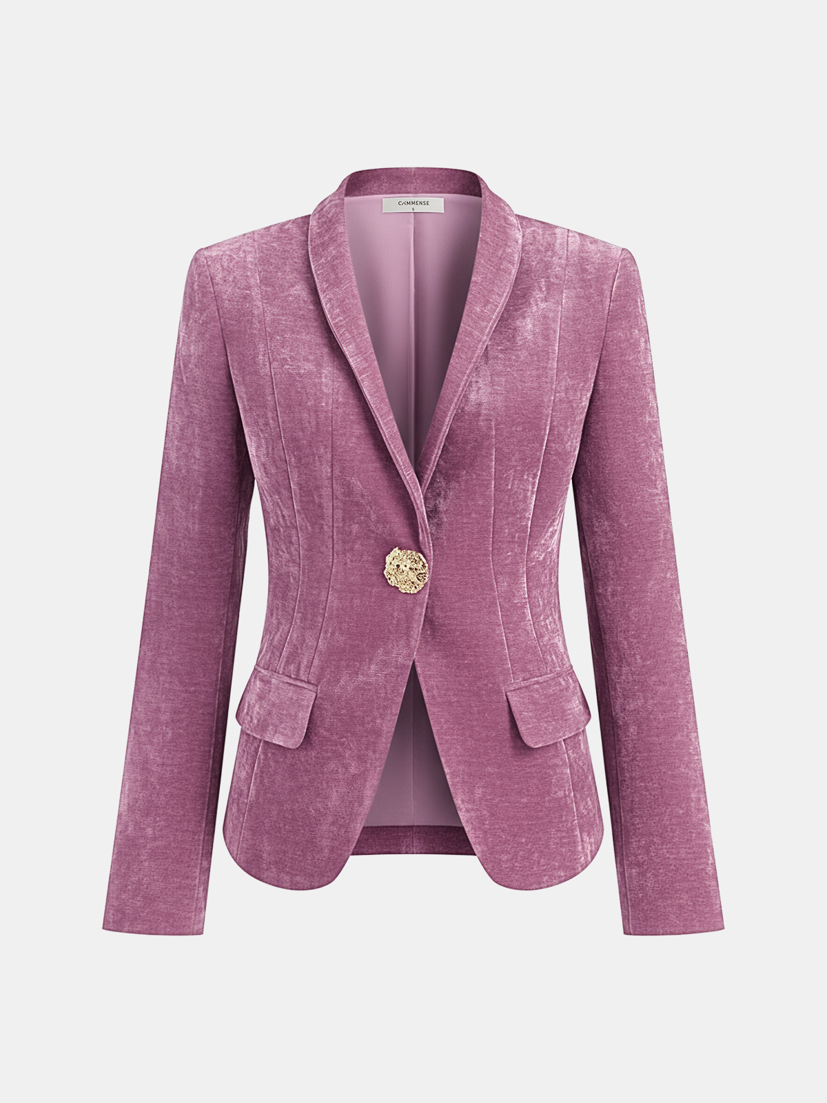 Metal Button Velvet Blazer for Women Elegant Evening Wear