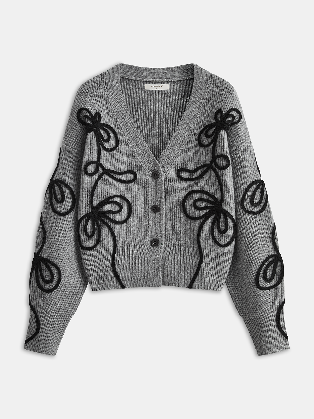 Floral Applique Knit Cardigan Lightweight Comfort Layer