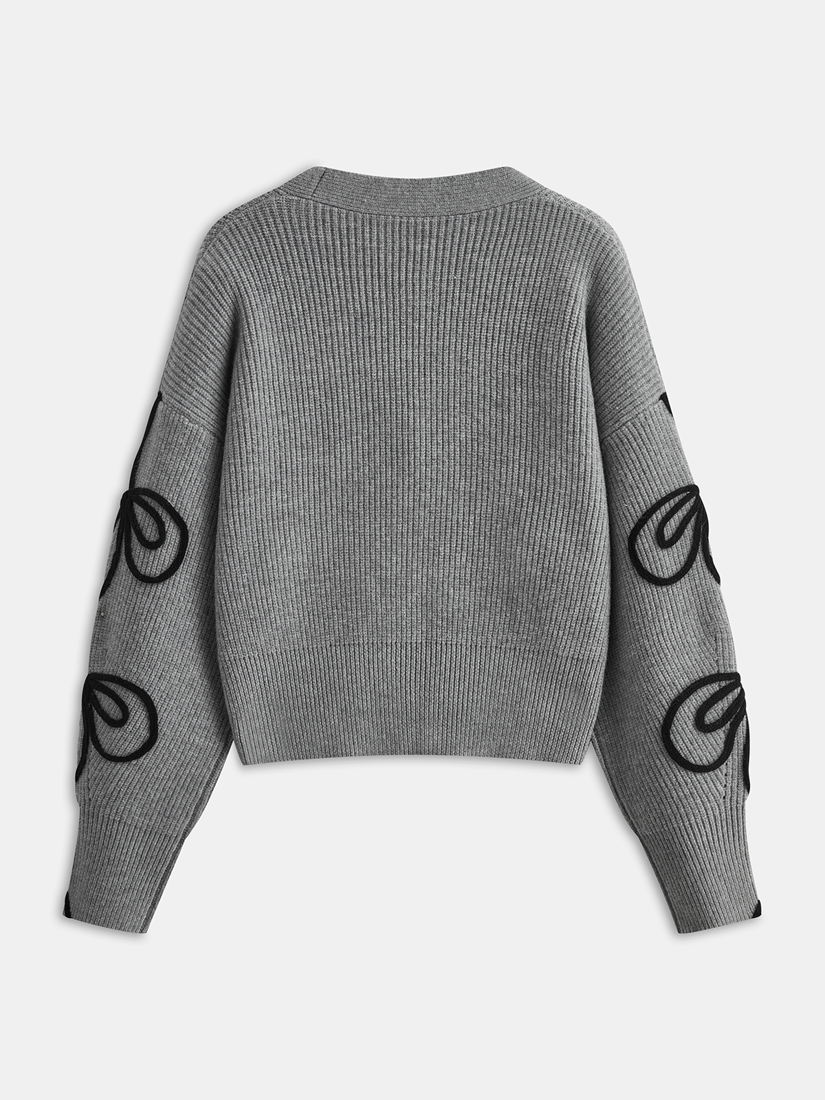Floral Applique Knit Cardigan Lightweight Comfort Layer