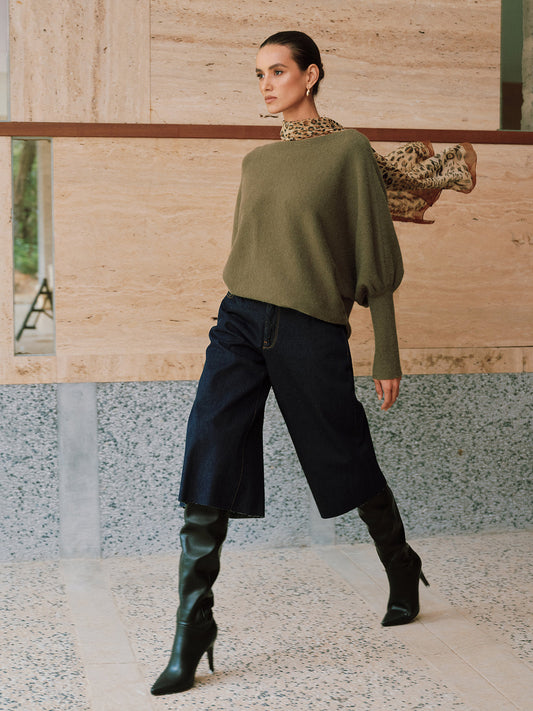 Batwing Sleeve Sweater Casual Loose Fit Pullover