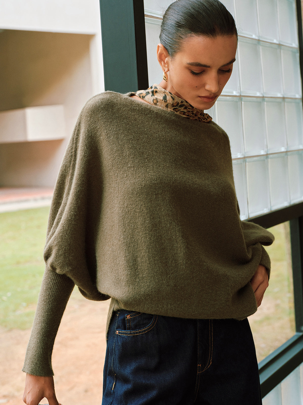 Batwing Sleeve Sweater Casual Loose Fit Pullover