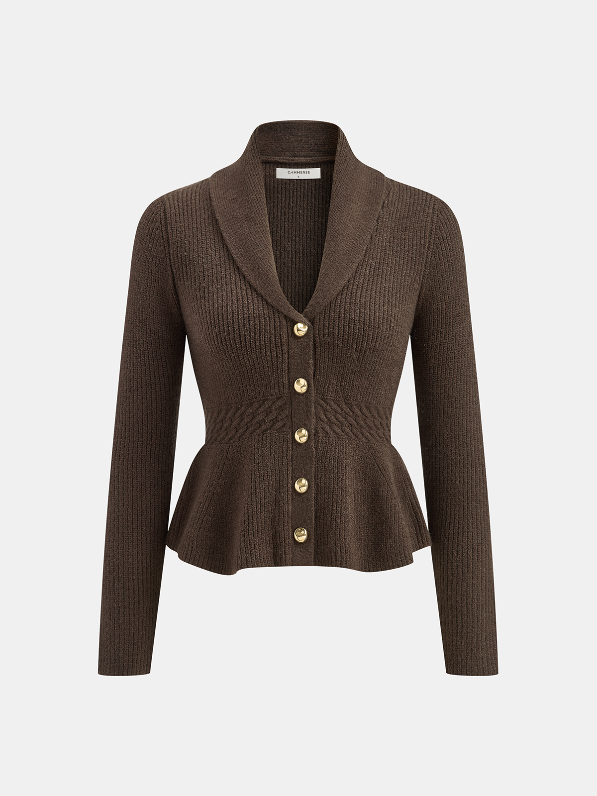 Shawl Collar Peplum Knit Cardigan for Women Cozy Lightweight Sweater