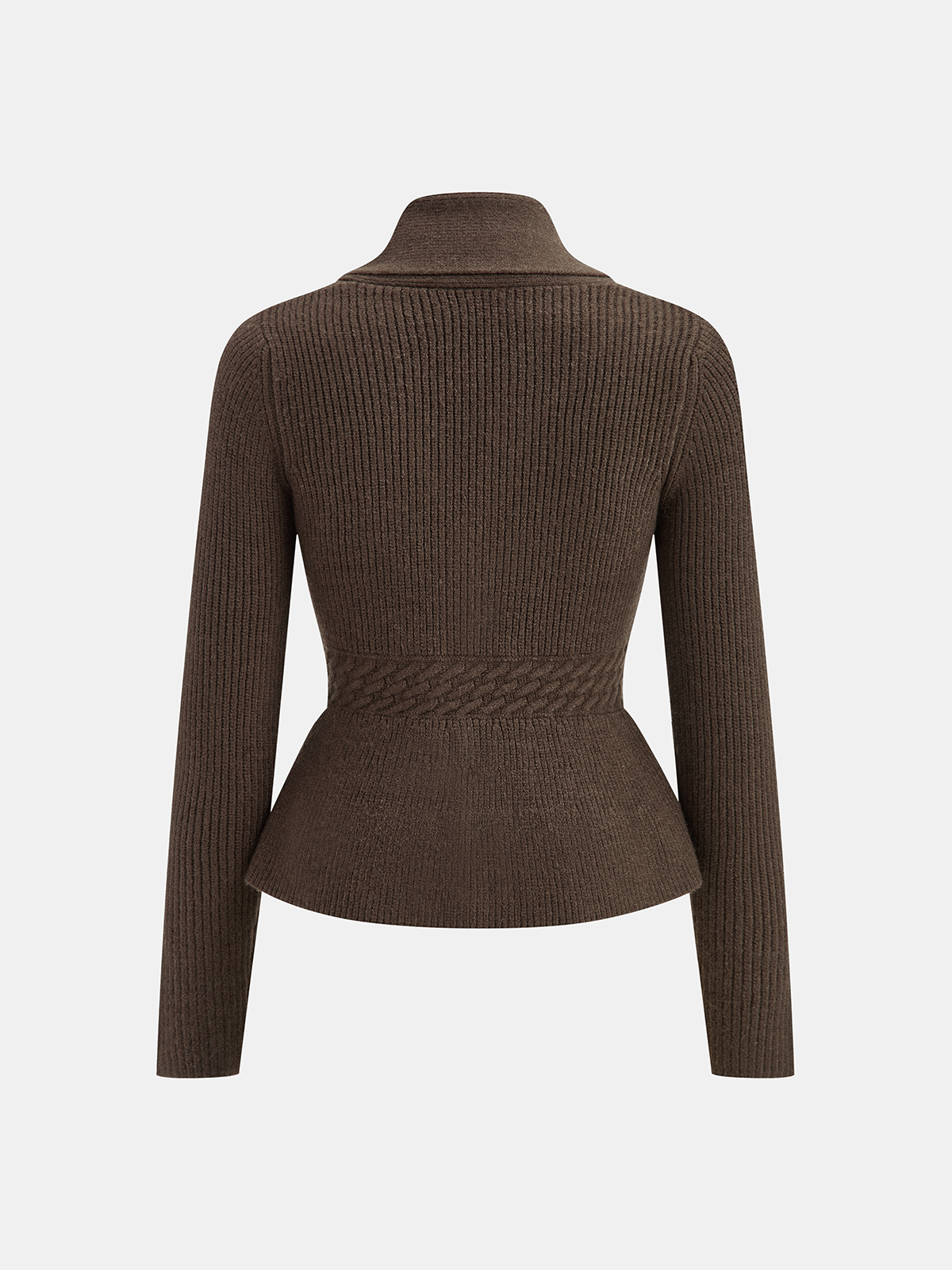 Shawl Collar Peplum Knit Cardigan for Women Cozy Lightweight Sweater