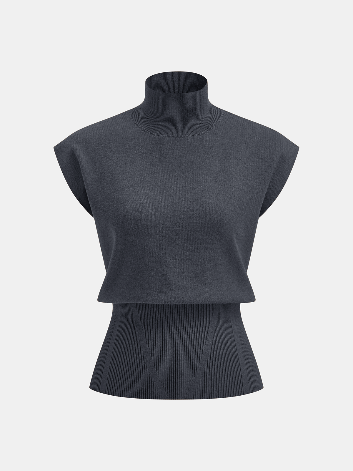 Knitted Cinched Top with Emphasised Shoulders and Flattering Fit Design