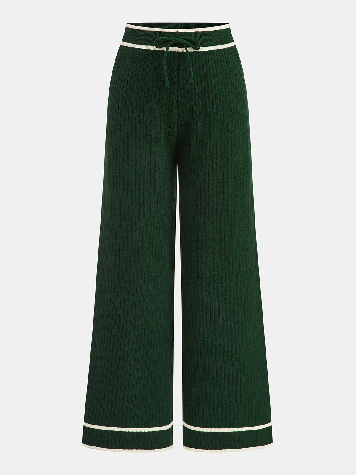 Knitted Contrast Trim Polo Top and Pants Set for Casual Wear