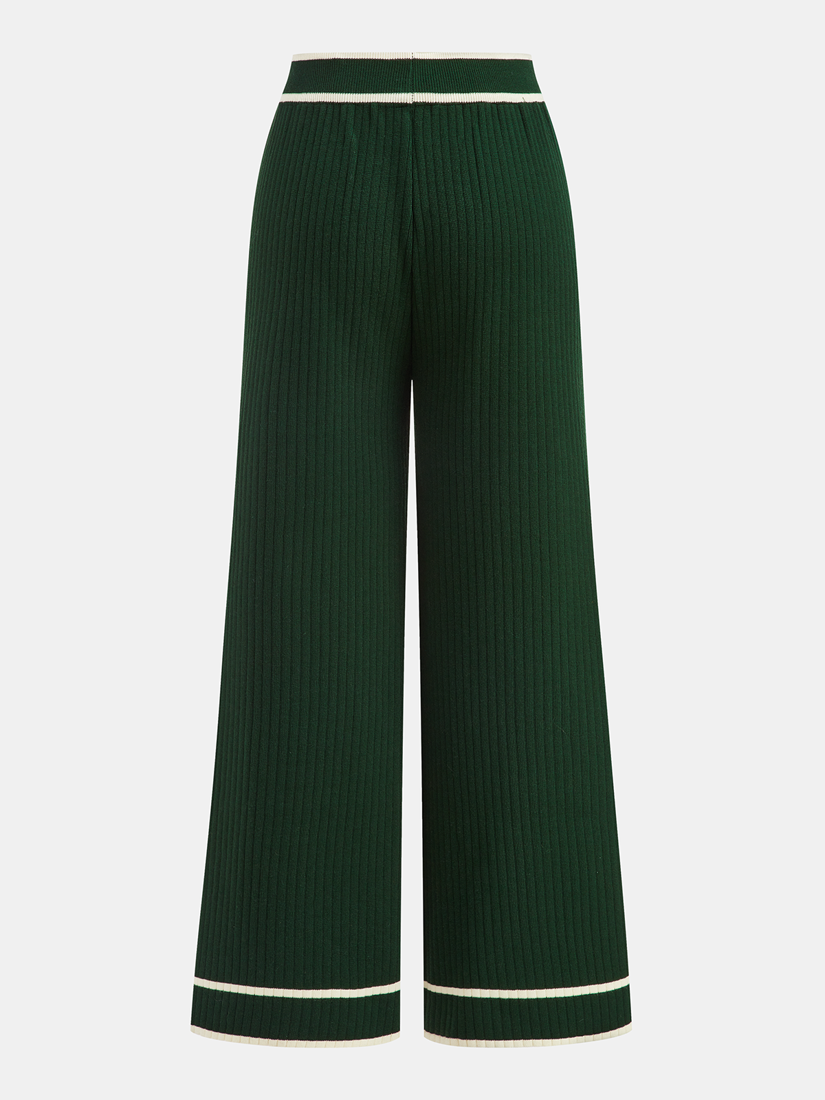 Knitted Contrast Trim Polo Top and Pants Set for Casual Wear
