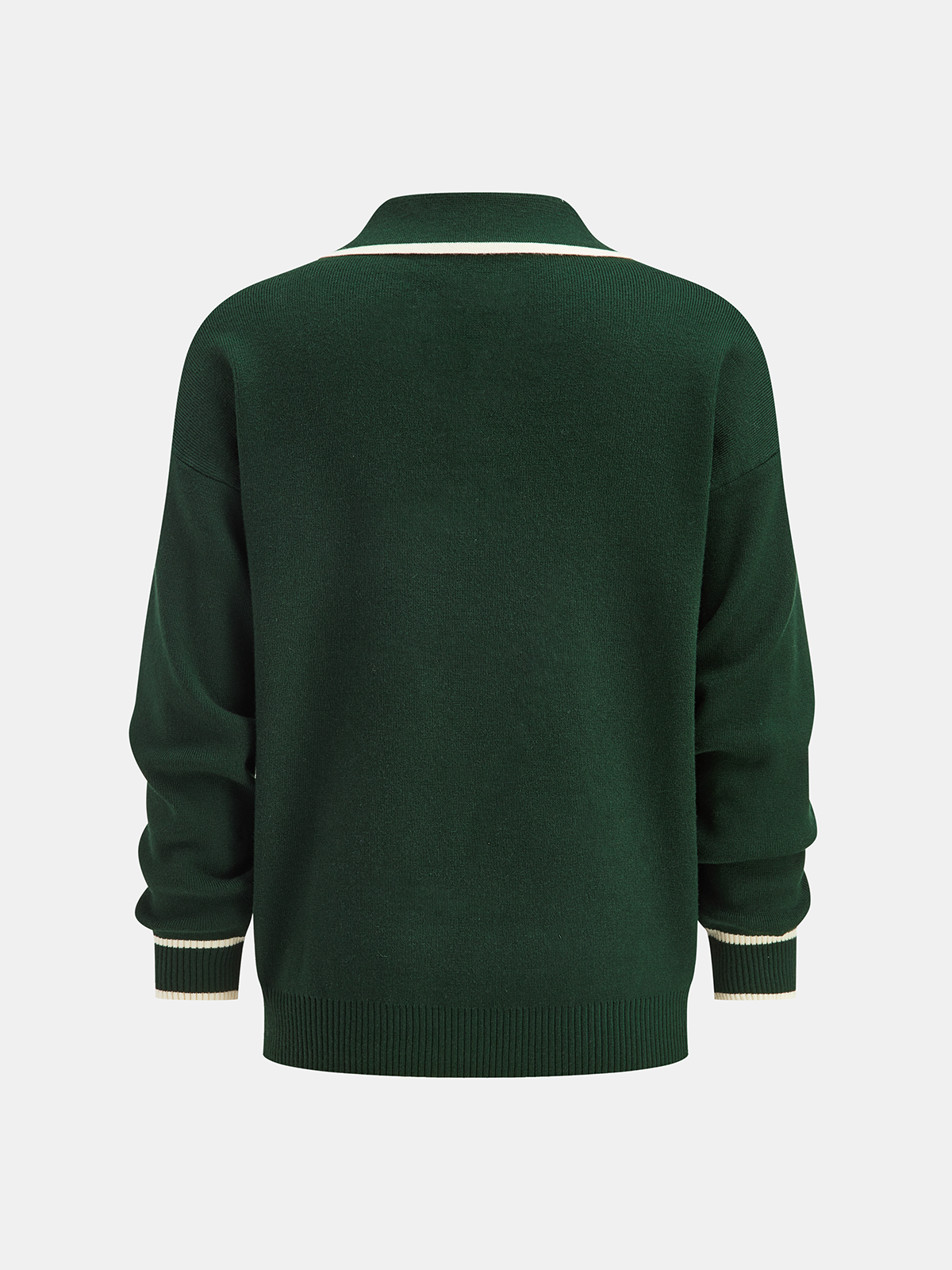 Knitted Contrast Trim Polo Top and Pants Set for Casual Wear