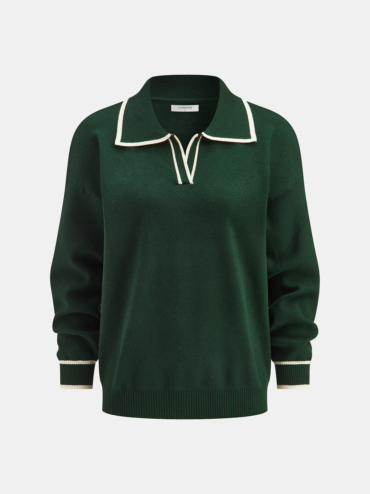 Knitted Contrast Trim Polo Top and Pants Set for Casual Wear