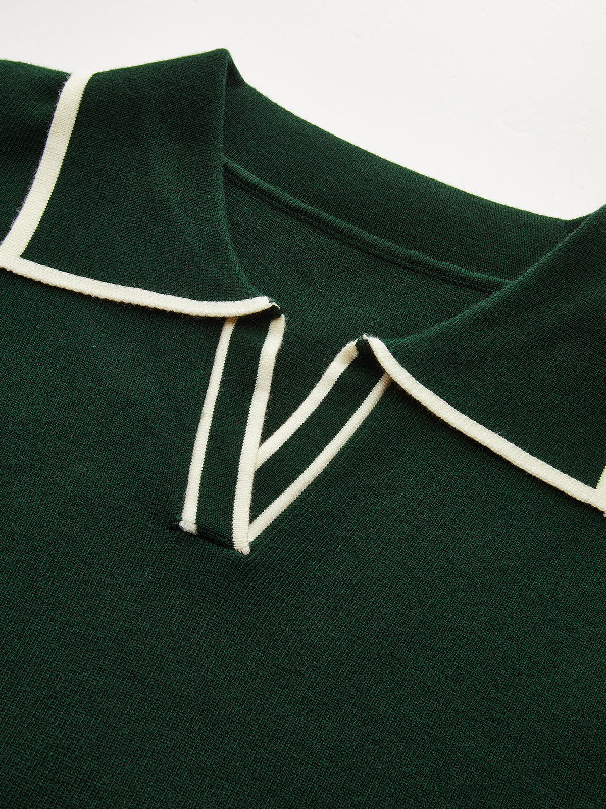 Knitted Contrast Trim Polo Top and Pants Set for Casual Wear